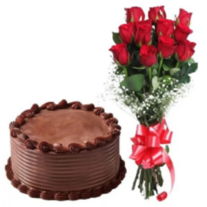 10-red-roses-and-half-kg-chocolate-cake