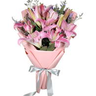 12 stems of pink lilies