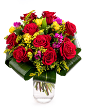 Bouquet of roses and freesias