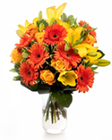 Bouquet with lilies, gerbera and roses