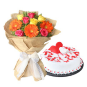 Rose-Gerbera-bouquet-with-VanillaCake