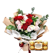 Roses Bunch With Ferrero Rocher