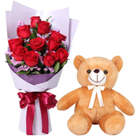 Roses with Teddy Bear